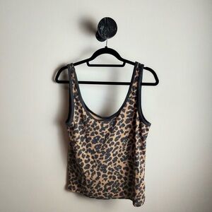 Aerie Leopard Print Tank Top with Black Trim